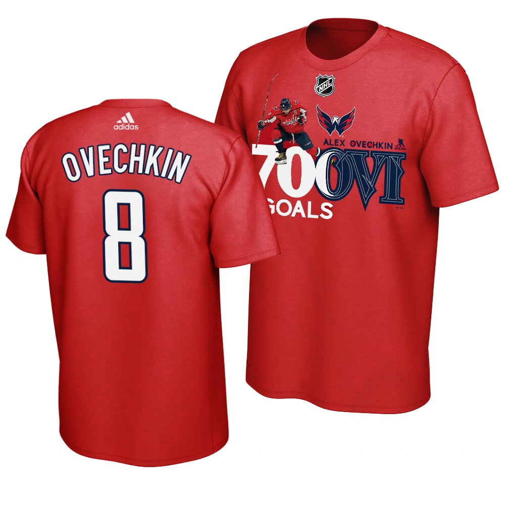 Washington Capitals #8 Alexander Ovechkin 700 Goals Career High Red T-Shirt